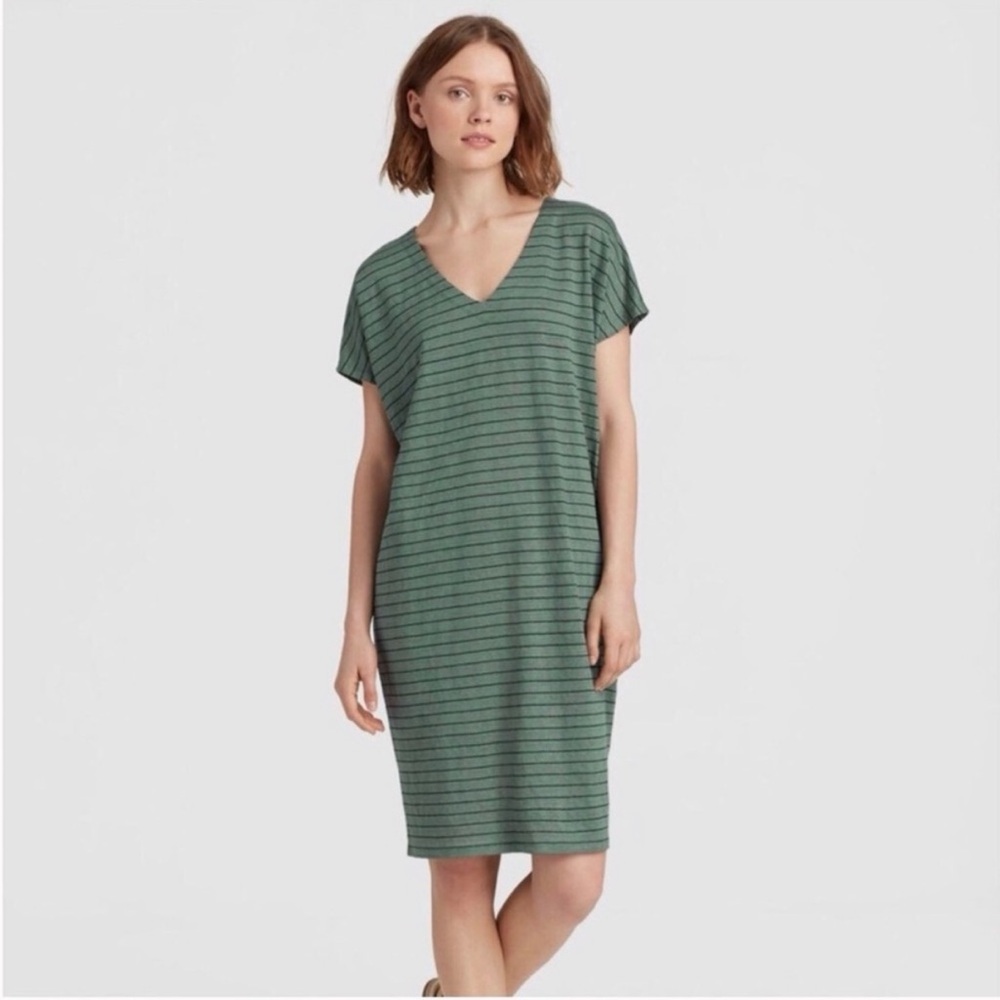 Eileen Fisher Organic Linen Striped Shift Dress
